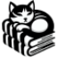 gatto acciambellato su libri